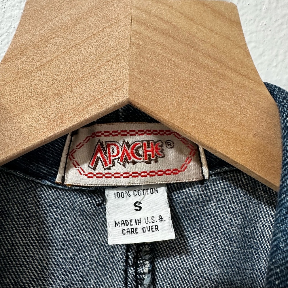 Apache Rhinestone Denim Blue Jean Vest S - Picture 5 of 5
